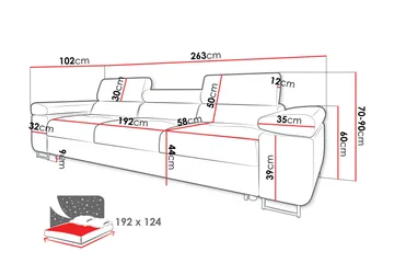 Gabina Bäddsoffa 3-sits i Manchester - Ljusgrå - Möbler - Soffa - Bäddsoffa - 3 sits bäddsoffa