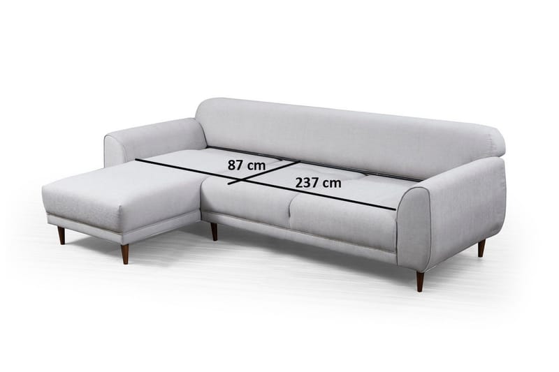 Gajanejos 5-sits Vänstervänd L-formad Bäddsoffa 87x237 cm i Tyg - Ljusgrå - Möbler - Soffa - Bäddsoffa - Bäddsoffa längsbäddad