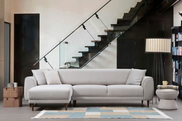 Gajanejos 5-sits Vänstervänd L-formad Bäddsoffa 87x237 cm i Tyg - Ljusgrå - Möbler - Soffa - Bäddsoffa - Bäddsoffa längsbäddad