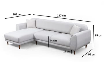 Gajanejos 5-sits Vänstervänd L-formad Bäddsoffa 87x237 cm i Tyg - Ljusgrå - Möbler - Soffa - Bäddsoffa - Bäddsoffa längsbäddad