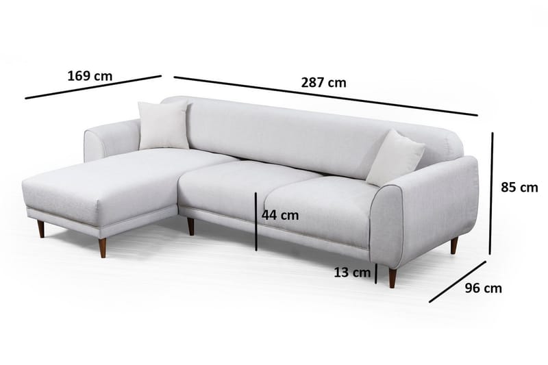 Gajanejos 5-sits Vänstervänd L-formad Bäddsoffa 87x237 cm i Tyg - Ljusgrå - Möbler - Soffa - Bäddsoffa - Bäddsoffa längsbäddad