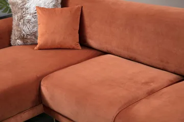 Gajanejos Vänstervänd Divanbäddsoffa 87x237 cm i Sammet - Terracotta - Möbler - Soffa - Bäddsoffa - Bäddsoffa längsbäddad