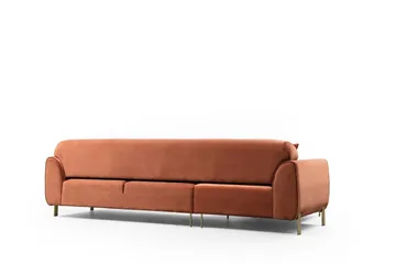 Gajanejos Vänstervänd Divanbäddsoffa 87x237 cm i Sammet - Terracotta - Möbler - Soffa - Bäddsoffa - Bäddsoffa längsbäddad
