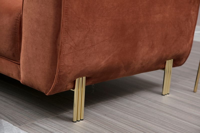 Gajanejos Vänstervänd Divanbäddsoffa 87x237 cm i Sammet - Terracotta - Möbler - Soffa - Bäddsoffa - Bäddsoffa längsbäddad