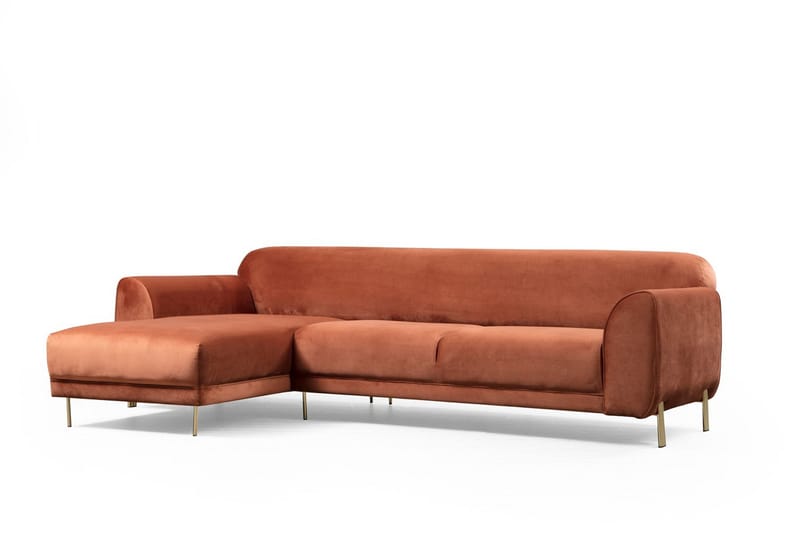 Gajanejos Vänstervänd Divanbäddsoffa 87x237 cm i Sammet - Terracotta - Möbler - Soffa - Bäddsoffa - Bäddsoffa längsbäddad