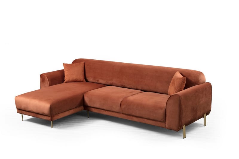Gajanejos Vänstervänd Divanbäddsoffa 87x237 cm i Sammet - Terracotta - Möbler - Soffa - Bäddsoffa - Bäddsoffa längsbäddad