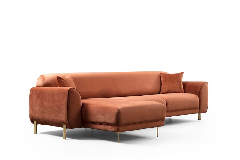 Gajanejos Vänstervänd Divanbäddsoffa 87x237 cm i Sammet - Terracotta - Möbler - Soffa - Bäddsoffa - Bäddsoffa längsbäddad