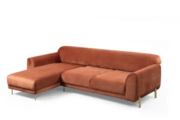 Gajanejos Vänstervänd Divanbäddsoffa 87x237 cm i Sammet - Terracotta - Möbler - Soffa - Bäddsoffa - Bäddsoffa längsbäddad