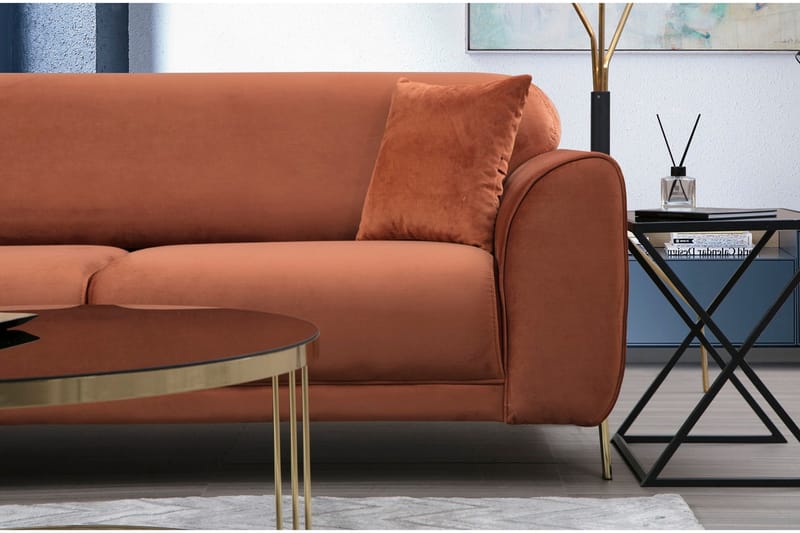 Gajanejos Vänstervänd Divanbäddsoffa 87x237 cm i Sammet - Terracotta - Möbler - Soffa - Bäddsoffa - Bäddsoffa längsbäddad