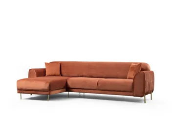 Gajanejos Vänstervänd Divanbäddsoffa 87x237 cm i Sammet - Terracotta - Möbler - Soffa - Bäddsoffa - Bäddsoffa längsbäddad