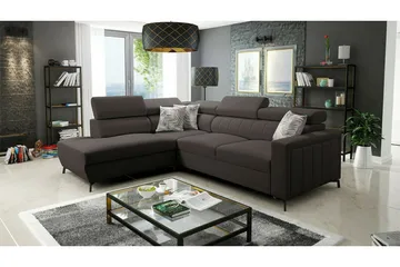 Galbally 3-sits Hörnbäddsoffa NO_BRAND Dark brown - Möbler - Soffa - Bäddsoffa - Bäddsoffa längsbäddad