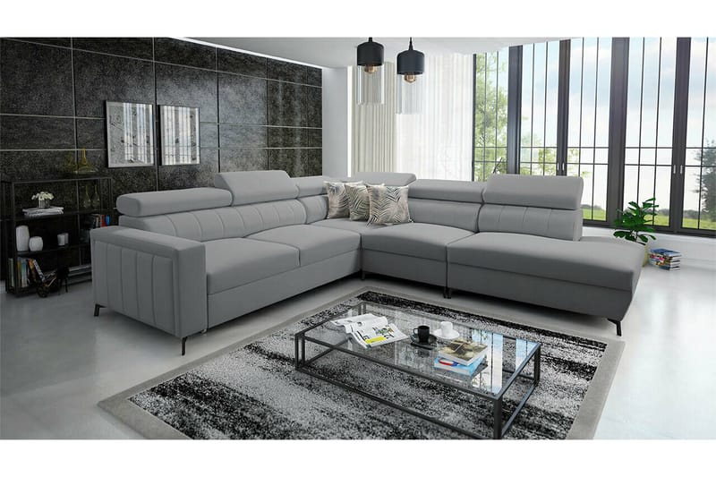 Galbally 4-sits Hörnbäddsoffa NO_BRAND Ljusgrå - Möbler - Soffa - Bäddsoffa - Bäddsoffa längsbäddad
