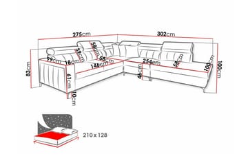 Galbally 4-sits Hörnbäddsoffa NO_BRAND Ljusgrå - Möbler - Soffa - Bäddsoffa - Bäddsoffa längsbäddad