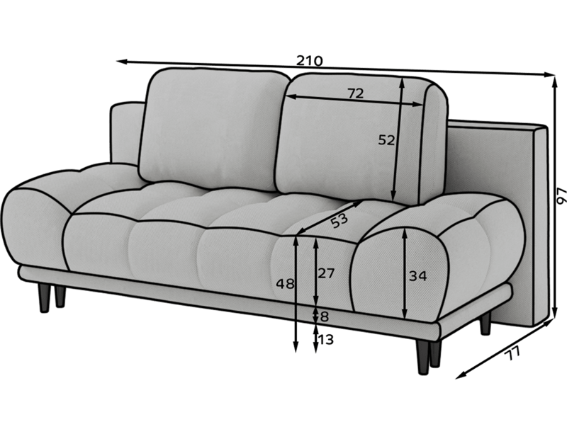Guavio 2-sits Bubblig Bäddsoffa med förvaring - Royal 18 - Möbler - Soffa - Bäddsoffa - 2 sits bäddsoffa