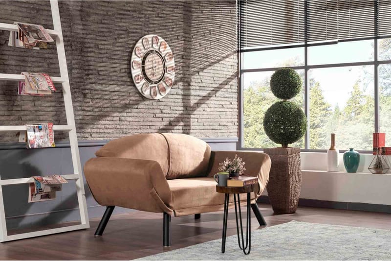 Gweno 2-sits Fällbar Bäddsoffa 75x210 cm i Linne - Brun - Möbler - Soffa - Bäddsoffa - 2 sits bäddsoffa