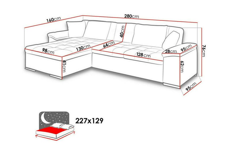 3-sits Hörnbäddsoffa Camior - Hörnbäddsoffa