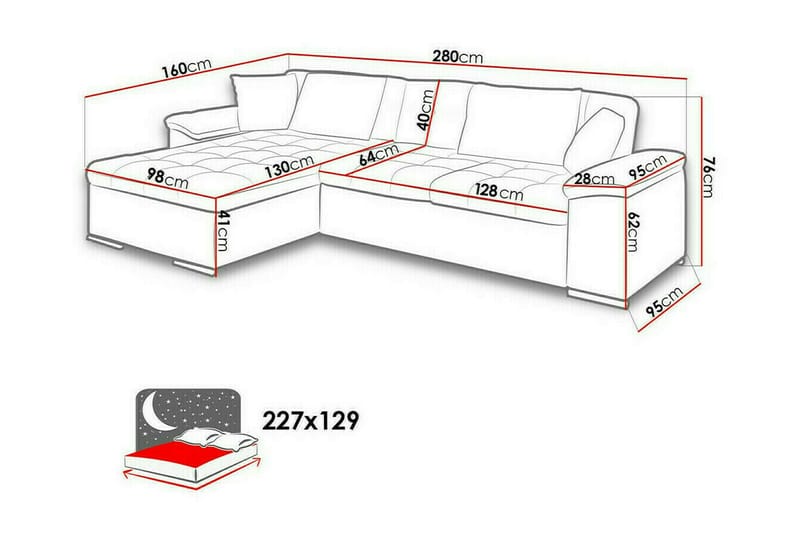 3-sits Hörnbäddsoffa Camior - Hörnbäddsoffa