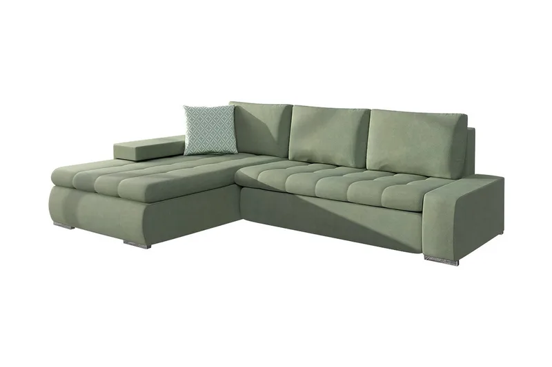 3-sits Hörnbäddsoffa Cerys Mini, Läder/Grön