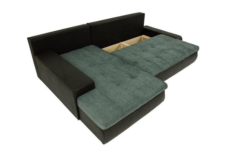 3-sits Hörnbäddsoffa Cerys Mini - Läder/Grön - Möbler - Soffa - Bäddsoffa - Bäddsoffa divan