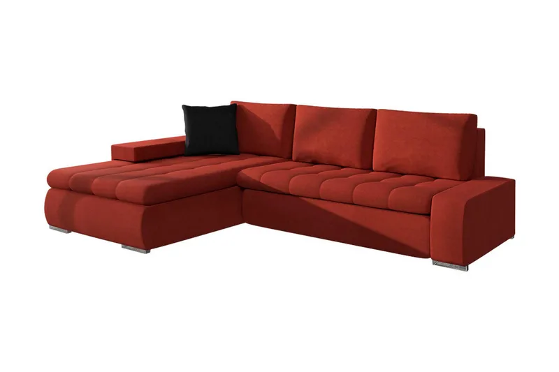 3-sits Hörnbäddsoffa Cerys Mini, Läder/Röd