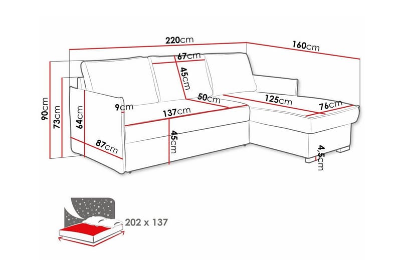 3-sits Hörnbäddsoffa Denegal - Möbler - Soffa - Bäddsoffa - Bäddsoffa divan