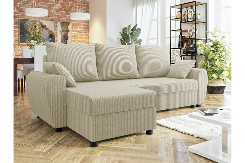 3-sits Hörnbäddsoffa Fionara - Beige - Möbler - Soffa - Bäddsoffa - Hörnbäddsoffa