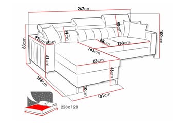 3-sits Hörnbäddsoffa Galbally - Möbler - Soffa - Bäddsoffa - Bäddsoffa divan