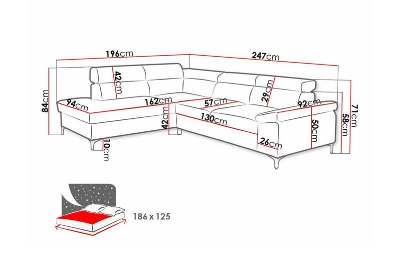 3-sits Hörnbäddsoffa Graystone - Cream - Hörnbäddsoffa