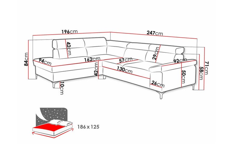 3-sits Hörnbäddsoffa Graystone - Cream - Hörnbäddsoffa