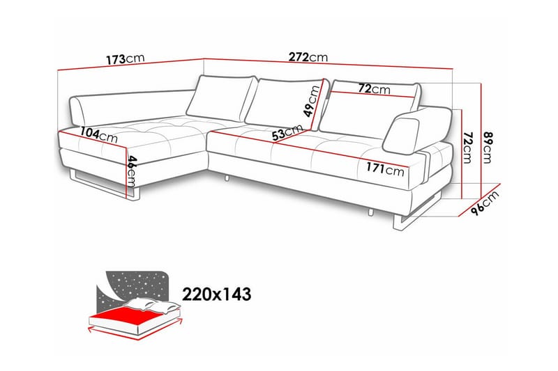 3-sits Hörnbäddsoffa Graystone - Cream - Hörnbäddsoffa