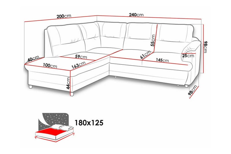 3-sits Hörnbäddsoffa Graystone - Cream - Möbler - Soffa - Bäddsoffa - Hörnbäddsoffa