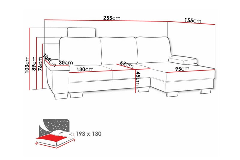 3-sits Hörnbäddsoffa Graystone - Hörnbäddsoffa