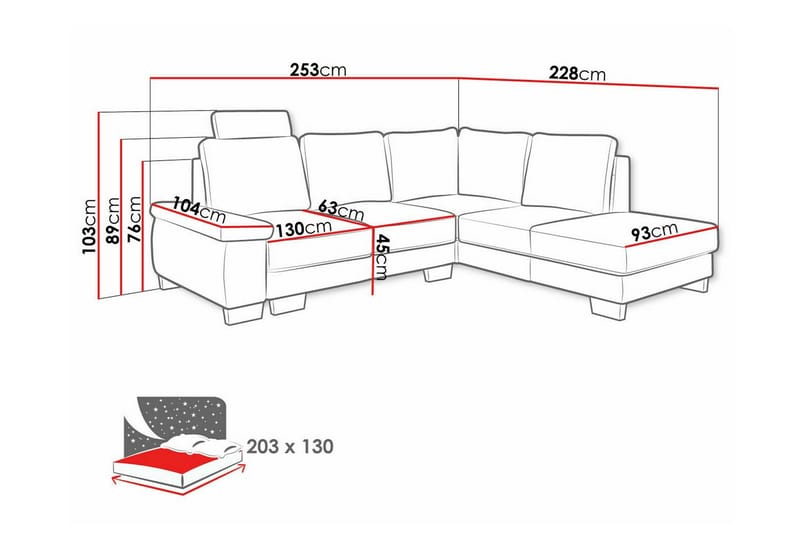 3-sits Hörnbäddsoffa Graystone - Hörnbäddsoffa