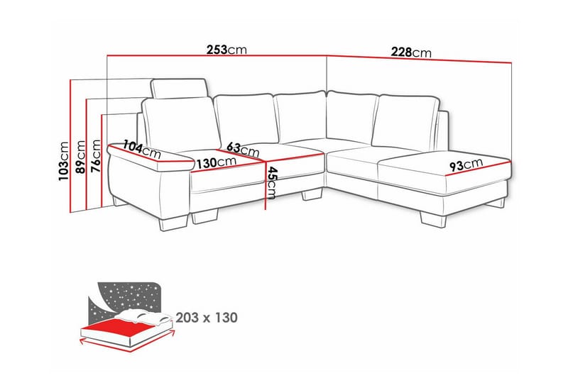 3-sits Hörnbäddsoffa Graystone - Möbler - Soffa - Bäddsoffa - Hörnbäddsoffa