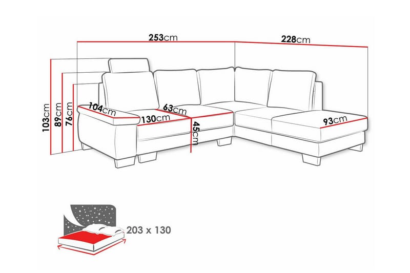 3-sits Hörnbäddsoffa Graystone - Hörnbäddsoffa