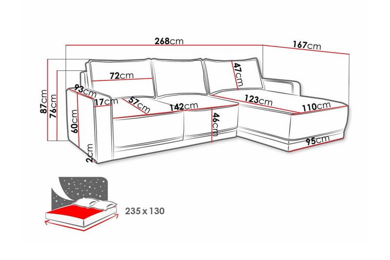 3-sits Hörnbäddsoffa Kintore - Cream - Hörnbäddsoffa