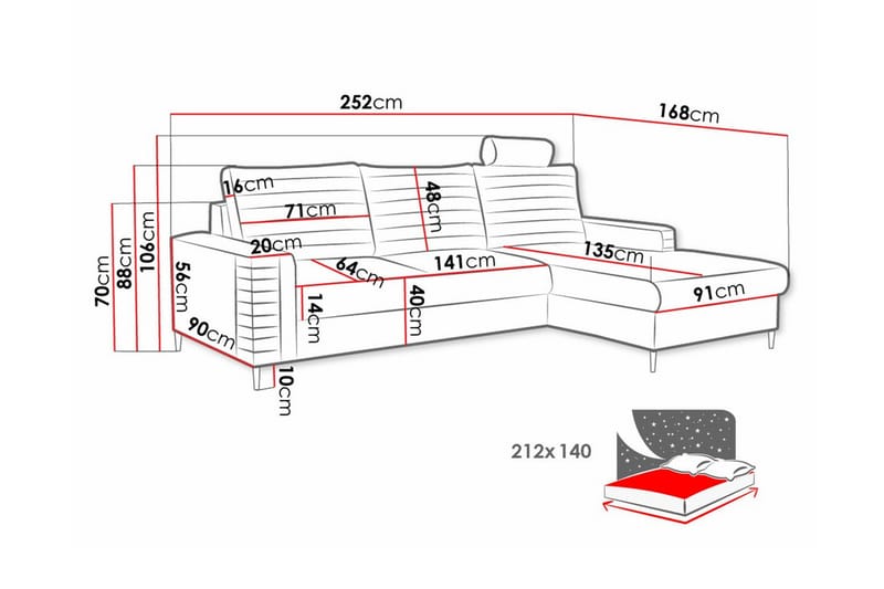 3-sits Hörnbäddsoffa Kintore - Möbler - Soffa - Bäddsoffa - Bäddsoffa divan