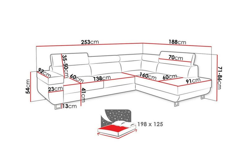 3-sits Hörnbäddsoffa Kintore - Möbler - Soffa - Bäddsoffa - Bäddsoffa längsbäddad