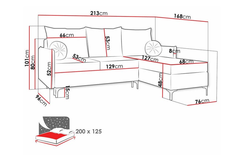 3-sits Hörnbäddsoffa Knocklong - Blå - Hörnbäddsoffa