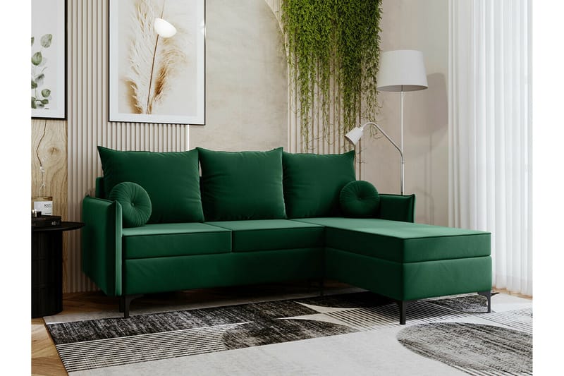 3-sits Hörnbäddsoffa Knocklong - Grön - Möbler - Soffa - Bäddsoffa - Bäddsoffa divan