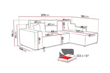 3-sits Hörnbäddsoffa Knocklong - Ljusgrå - Möbler - Soffa - Bäddsoffa - Hörnbäddsoffa