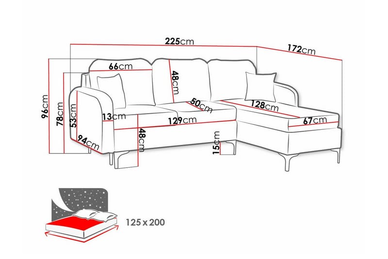 3-sits Hörnbäddsoffa Knocklong - Hörnbäddsoffa