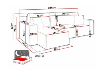 3-sits Hörnbäddsoffa Magston - Blå - Möbler - Soffa - Bäddsoffa - Bäddsoffa längsbäddad