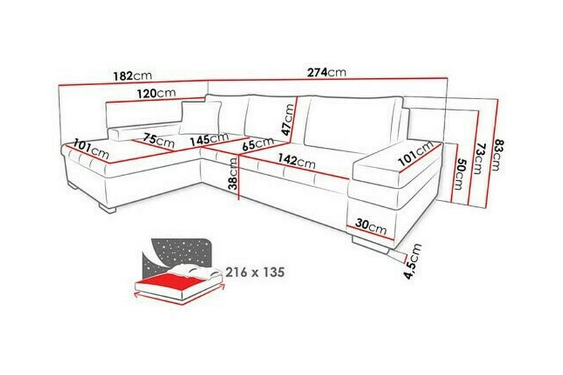 3-sits Hörnbäddsoffa Naoma - Möbler - Soffa - Bäddsoffa - Bäddsoffa divan
