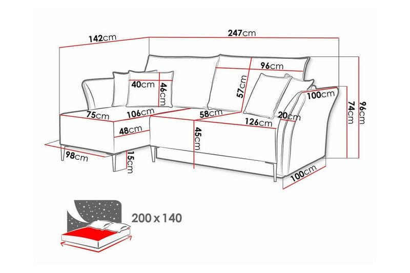 3-sits Hörnbäddsoffa Staffin - Hörnbäddsoffa