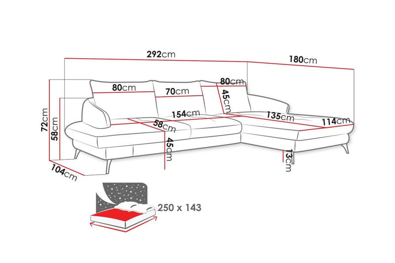 3-sits Hörnbäddsoffa Telford - Hörnbäddsoffa