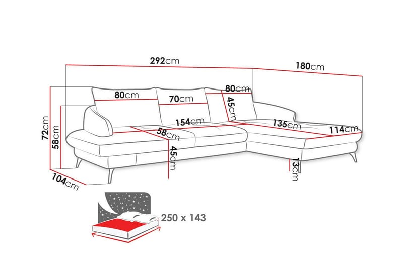 3-sits Hörnbäddsoffa Telford - Hörnbäddsoffa