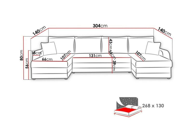 4-sits Hörnbäddsoffa Kintore - Hörnbäddsoffa