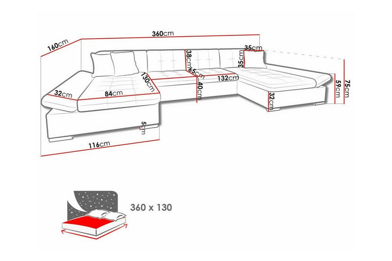 4-sits Hörnbäddsoffa Kintore - Hörnbäddsoffa