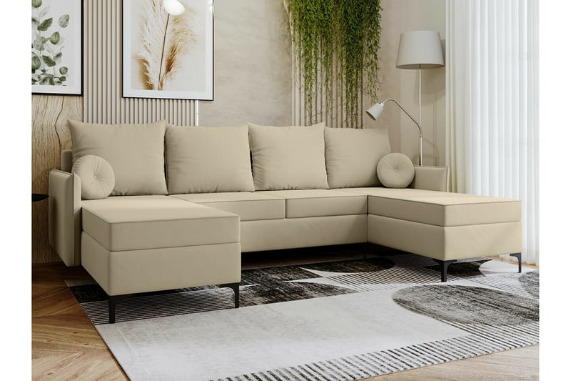 4-sits Hörnbäddsoffa Knocklong - Cream - Möbler - Soffa - Bäddsoffa - Hörnbäddsoffa